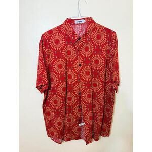 Vatpave Red Patterned Button Up Shirt‎ XL